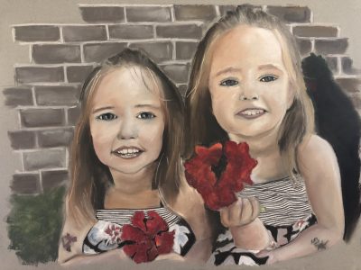 "The Sisters" Arya & Naomi, a 2002 pastel. 19.5”x 25.5”